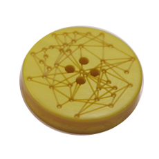 Acrylic Button 4 Hole Engraved 12mm Yellow