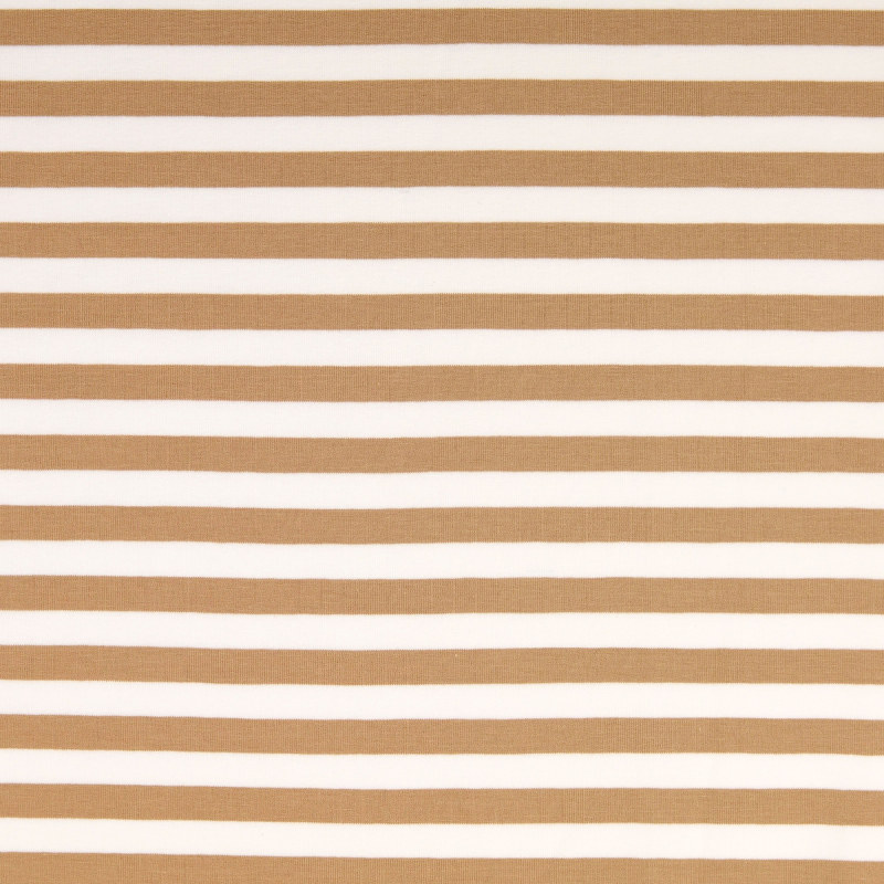 Sand / White Yarn Dyed Striped French Terry From Malo by Modelo Fabrics