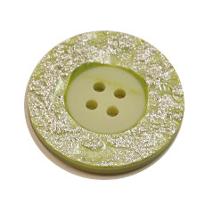 Acrylic Button 4 Hole Metallic 14mm Sage / Silver