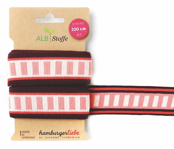 Stripe ME Icon Burgundy/Coral Trim from Wanderlust by Hamburger Liebe for Albstoffe