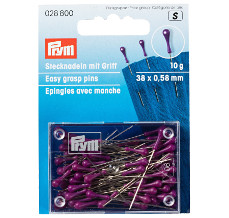 Prym Easy Grasp Pins 38 x 0.58mm Silver And Purple (Due May)