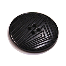 Acrylic Button 4 Hole Deep Ridged 30.5mm Black