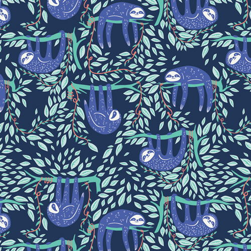 Swaying Sloths Serene Cotton From Selva By AGF Studio