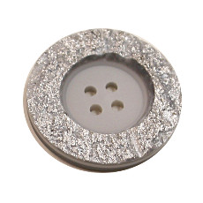Acrylic Button 4 Hole Metallic 14mm Grey / Silver