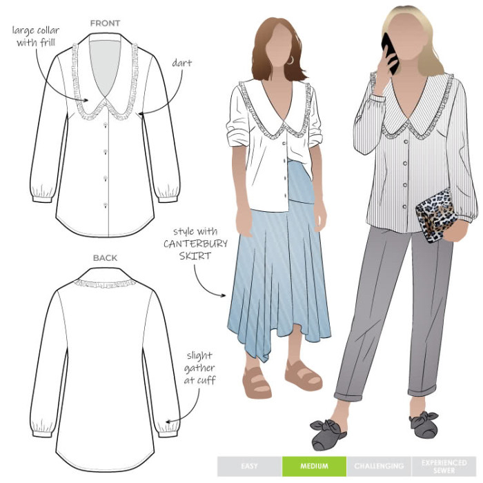 Kennie Woven Shirt Pattern Size 4-16 By Style Arc
