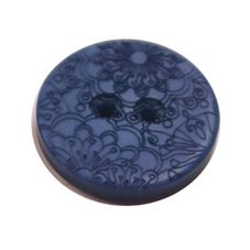 Acrylic Button 2 Hole Engraved 28mm Deep Blue