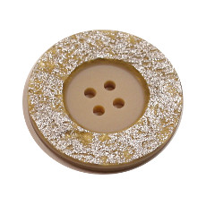 Acrylic Button 4 Hole Metallic 14mm Yellow / Silver