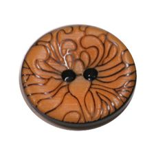 Acrylic Button 2 Hole Engraved 23mm Tangerine