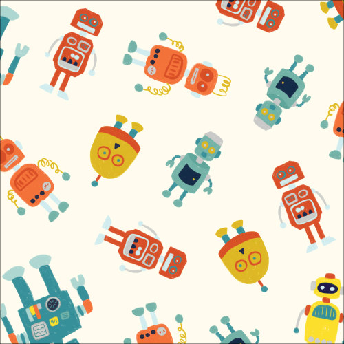 Robots On Cream from High Gear by MK Surface For Cloud9 Fabrics