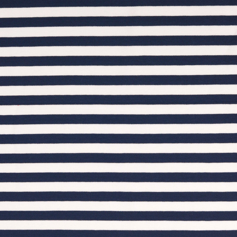 Dark Navy / White Yarn Dyed Striped French Terry From Malo by Modelo Fabrics
