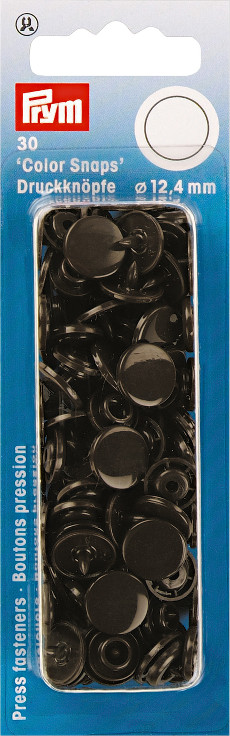 Prym Dark Brown Non-sew Colour Snaps - 12.4mm 30 Pieces