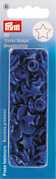 Prym Royal Blue Star Non-sew Colour Snaps - 12.4mm 30 Pieces