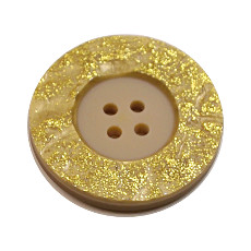 Acrylic Button 4 Hole Metallic 14mm Yellow / Gold