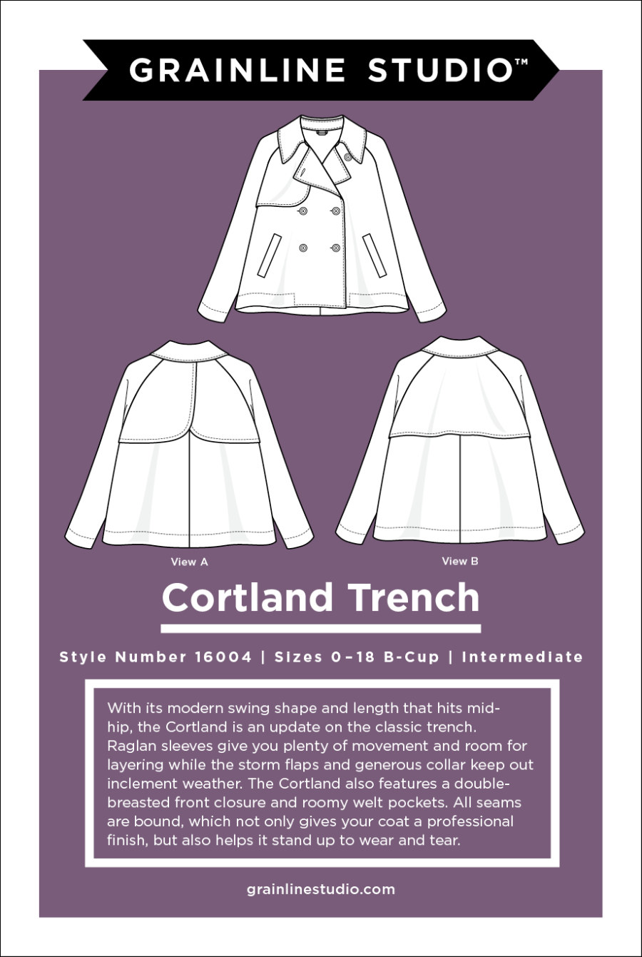 Cortland Trench Pattern Size 0-18 by Grainline Studio