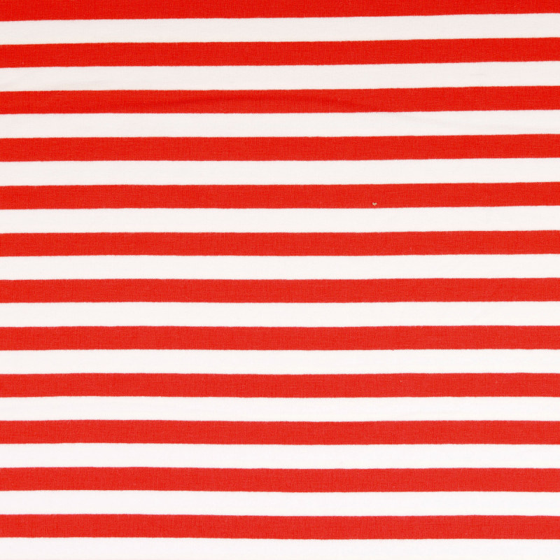Red / White Yarn Dyed Striped French Terry From Malo by Modelo Fabrics
