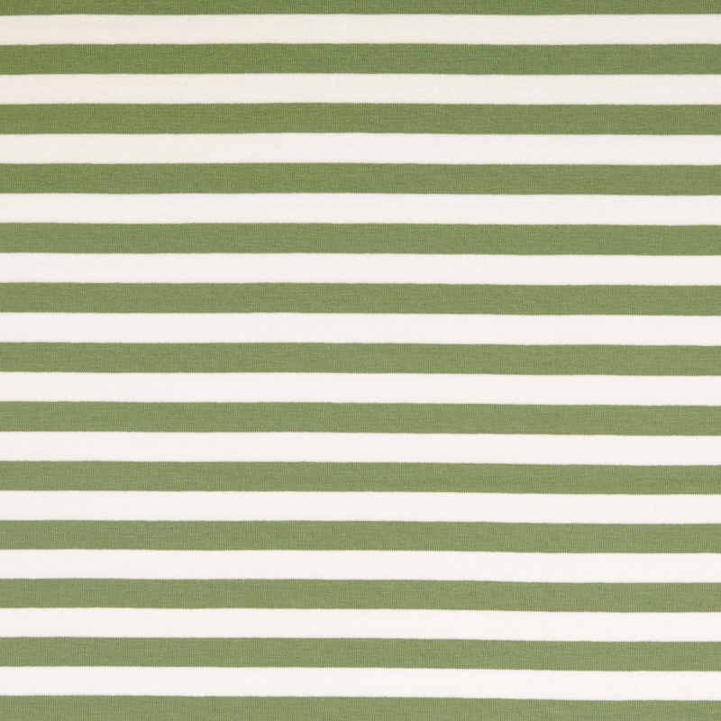 Sage Green / White Yarn Dyed Striped French Terry From Malo by Modelo Fabrics