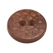 Acrylic Button 2 Hole Engraved 28mm Light Brown