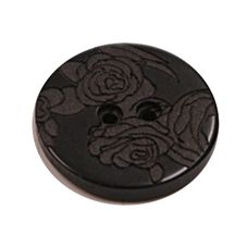 Acrylic Button 2 Hole Engraved 18mm Black