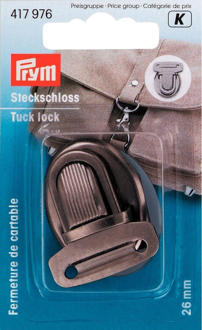Prym Tuck Lock 26 X 35mm Antique Silver