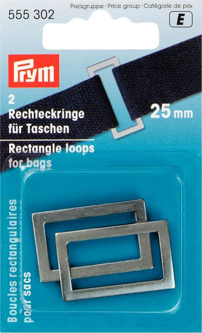 Prym Rectangle Bag Loops 25mm Antique Silver - 2 Pieces