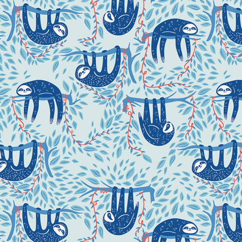 Swaying Sloths Sky Cotton From Selva By AGF Studio