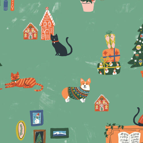 Festive Vignettes from Tinsel Time by Louise Cunningham for Cloud9 Fabrics (Due Jul)