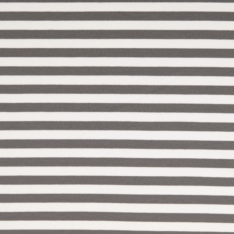 Dark Grey / White Yarn Dyed Striped French Terry From Malo by Modelo Fabrics