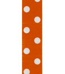 Spot Print Ribbon 7/8in 20mm Orange/white 50yds / 46m &#8987;