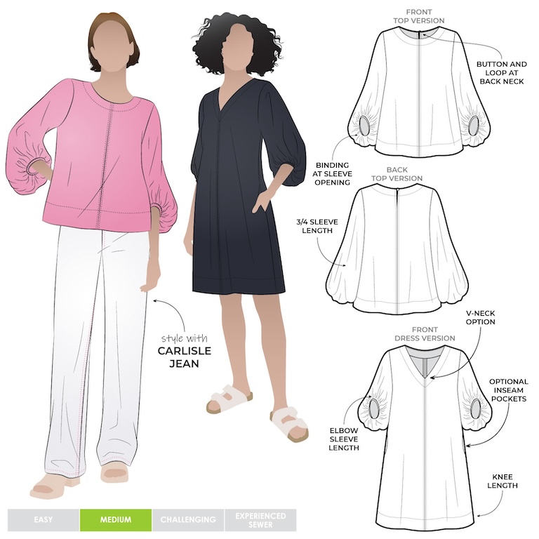 Zalia Woven Top And Dress Pattern Size 18-30 By Style Arc