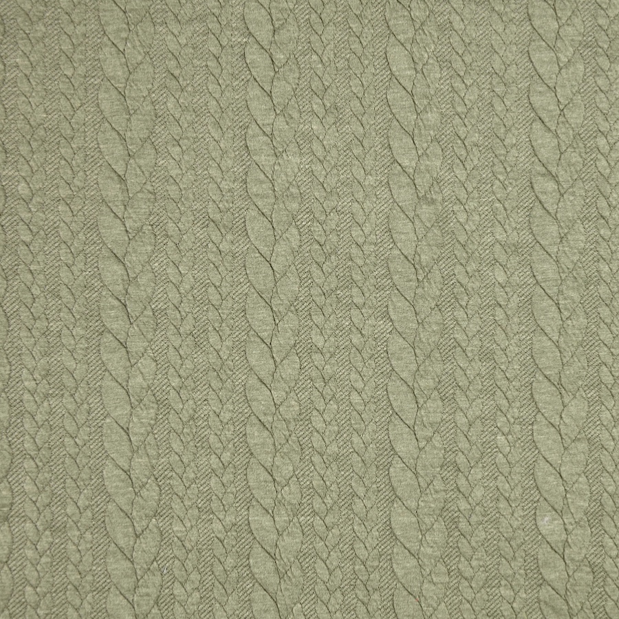 Olive Heathered Cable Jacquard Knit from Barso by Modelo Fabrics