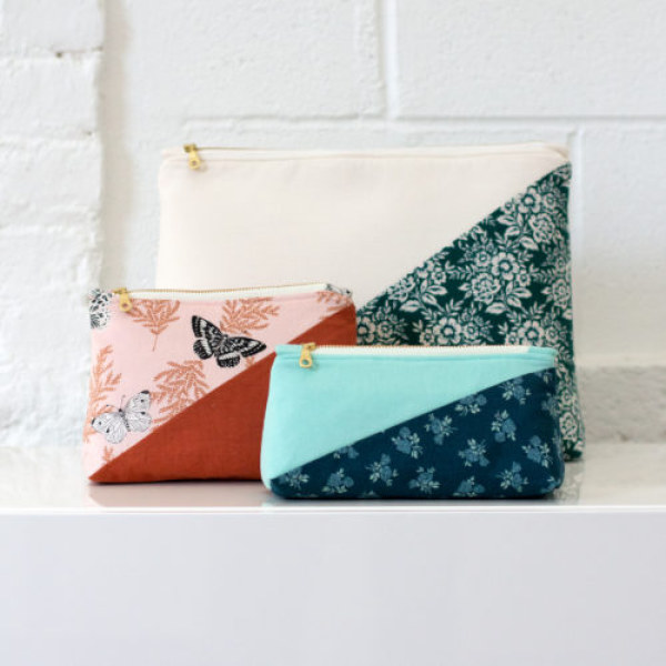 Zip Pouches made with various cotton fabrics from the range 