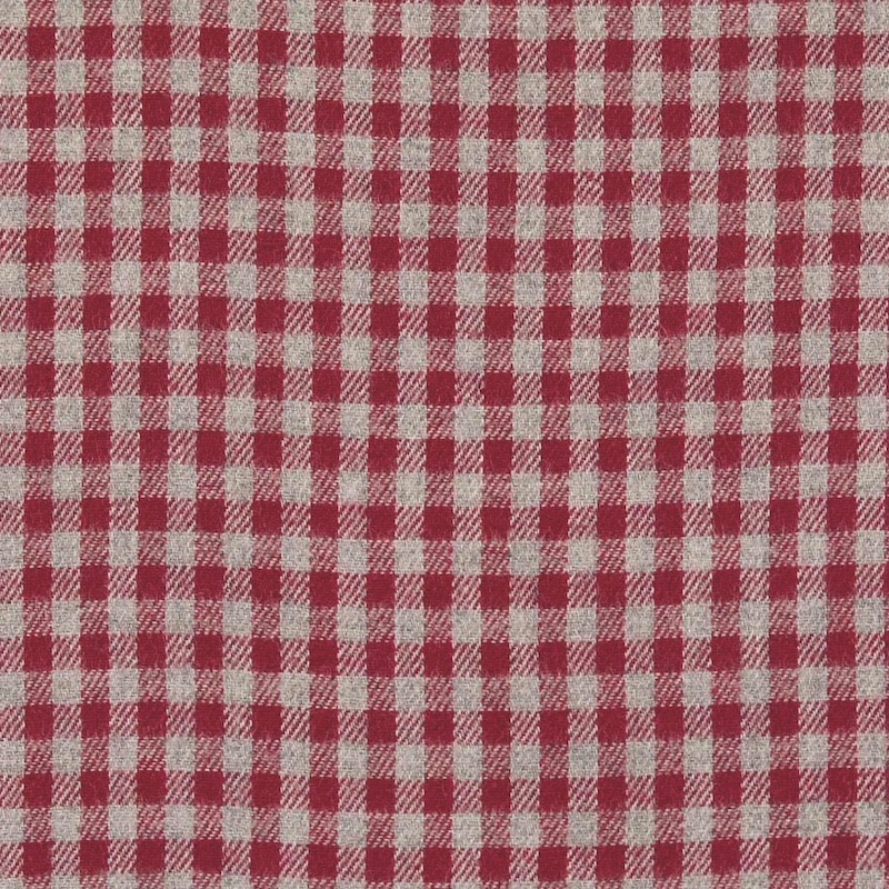 Brick Red And Grey Small Check Brushed Flannel From Glenrock By Modelo Fabrics