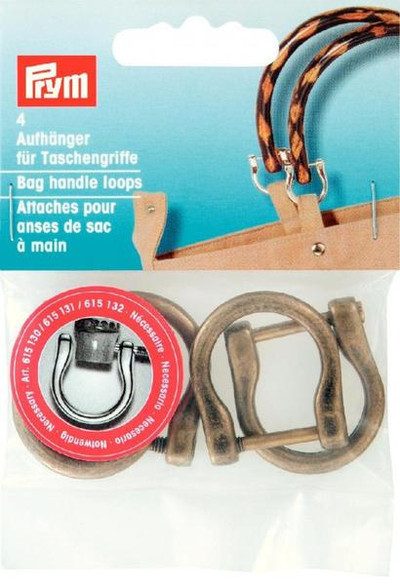 Prym Bag Handle Loops Antique Brass 18mm 4pcs