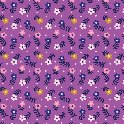 Moody Floret from Wonder Jungle in Purple by Pip & Lo for Cloud9 Fabrics (Avail Jun)