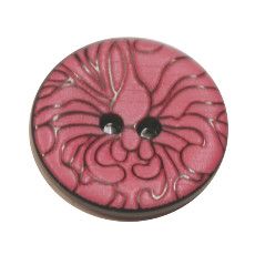 Acrylic Button 2 Hole Engraved 23mm Pink