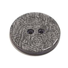 Acrylic Button 2 Hole Engraved 18mm Silver Grey