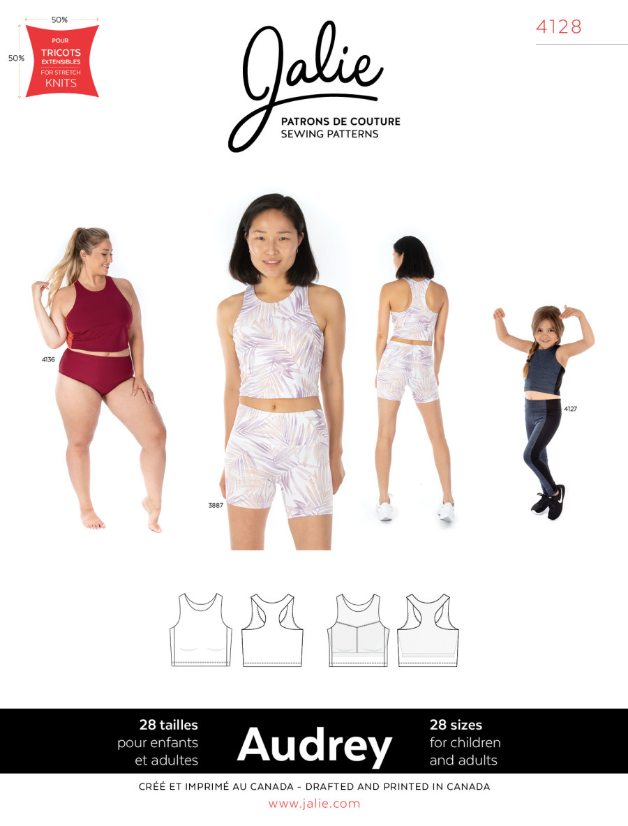 Audrey Cropped Workout Top Pattern by Jalie
