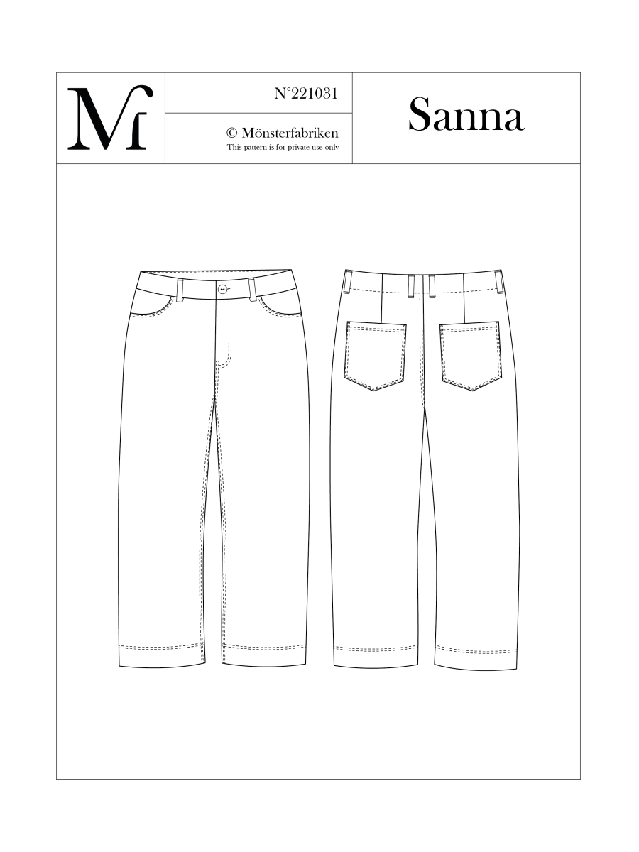 Sanna Trousers Pattern 104 - 124cm Hip by Monsterfabriken