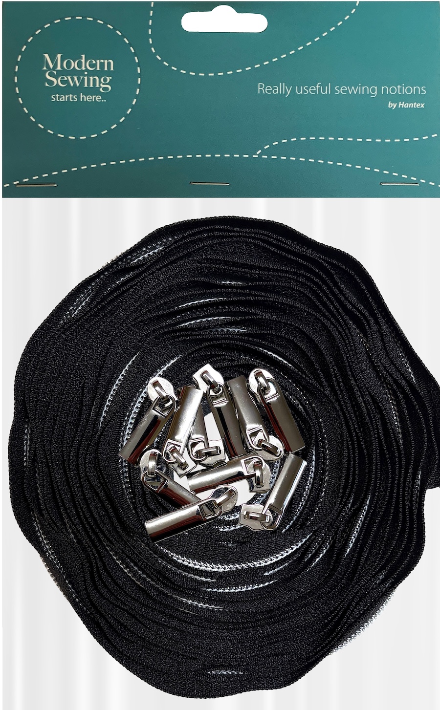 Black With Silver Teeth #5 Continuous Zip With Pulls - 5m Tape / 10 Pulls