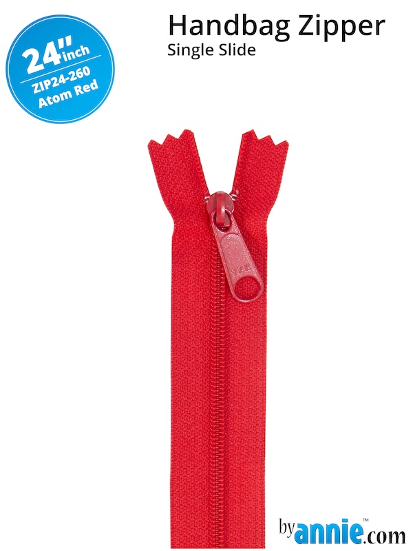 Single Slide Bag Zipper 24in Atom Red From ByAnnie (ZIP24-260)