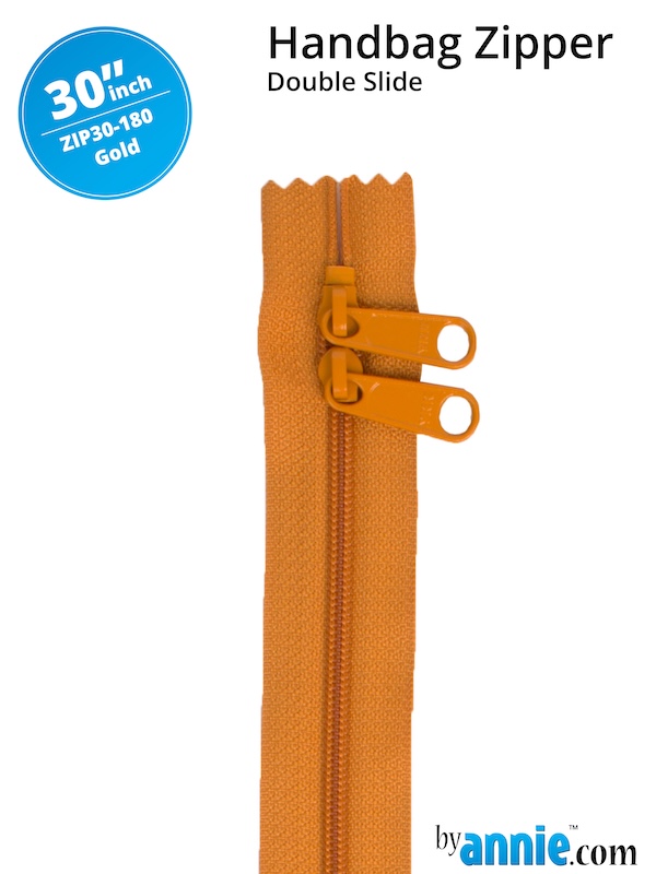 Double Slide Bag Zipper 30in Gold From ByAnnie (ZIP30-180)