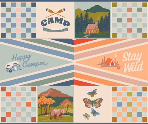 Stay Wild Panel from Happy Camper by Maureen Cracknell for AGF (Avail Jan)