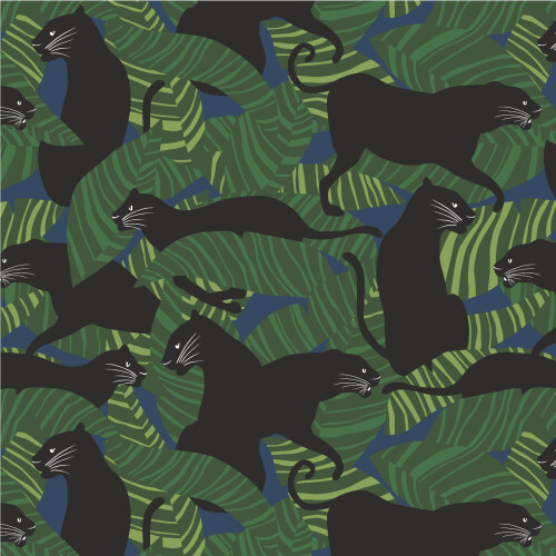 Black Panthers From Coexisting In Rayon By Ophelia Pang For Cloud9 Fabrics (Due Oct)