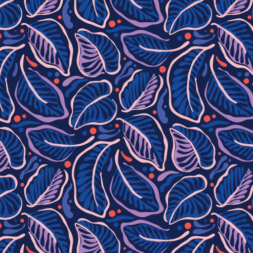 Abundant Greens from Wonder Jungle in Dark Blue by Pip & Lo for Cloud9 Fabrics (Avail Jun)