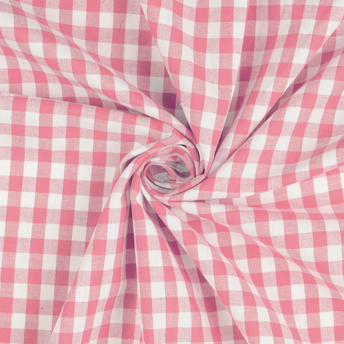 Kobenz Pink / White Yarn Dyed Small Gingham Check Fabric