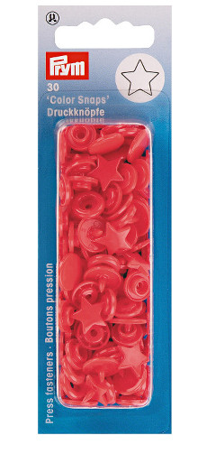 Prym Red Star Non-sew Colour Snaps - 12.4mm 30 Pieces