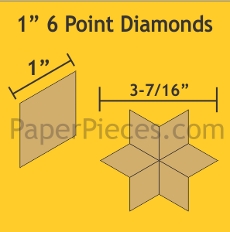1in 6 Point Diamonds Small Pack 75 Pieces - Paper Piecing