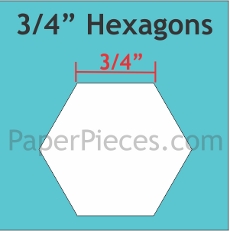 3/4in Hexagons Small Pack 125 Pieces - Paper Piecing