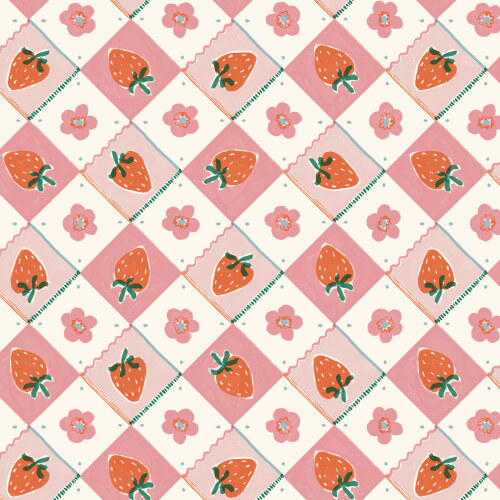 Strawberry Jam from Happy Homestead in Pink/Orange for Cloud9 Fabrics (Avail Jun)