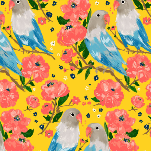 Love Birds From Sweet Beauties In Cotton Laminate by Cloud9 Fabrics